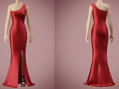 Red Gown Collection Pack Elegant Dresses Formal Wear Fashion Apparel 3D Model