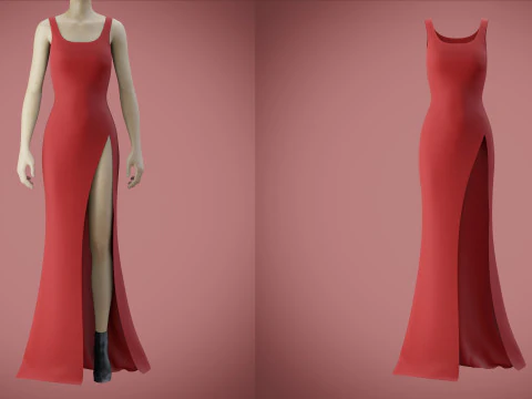 Red Gown Collection Pack Elegant Dresses Formal Wear Fashion Apparel 3D Model