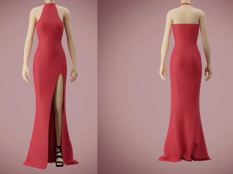 Red Gown Collection Pack Elegant Dresses Formal Wear Fashion Apparel 3D Model