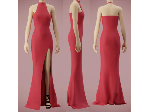 Red Gown Collection Pack Elegant Dresses Formal Wear Fashion Apparel 3D Model