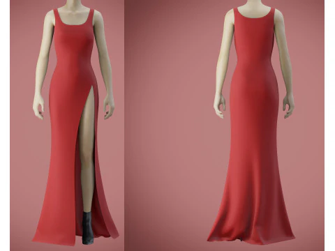Red Gown Collection Pack Elegant Dresses Formal Wear Fashion Apparel 3D Model