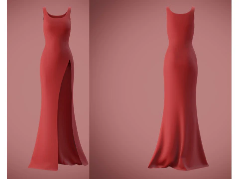 Red Gown Collection Pack Elegant Dresses Formal Wear Fashion Apparel 3D Model