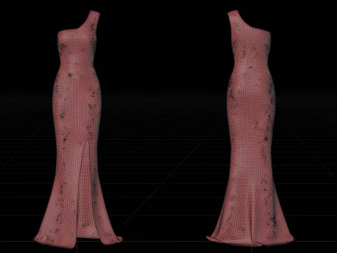 Red Gown Collection Pack Elegant Dresses Formal Wear Fashion Apparel 3D Model