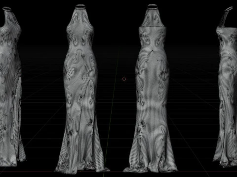 Red Gown Collection Pack Elegant Dresses Formal Wear Fashion Apparel 3D Model