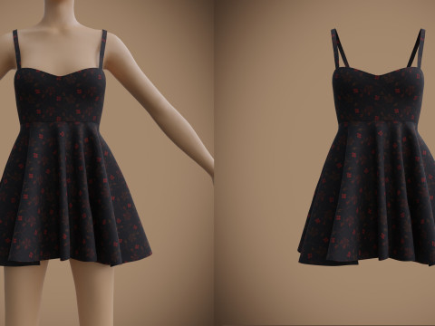 Robe de Saint-Valentin &agrave; bretelles spaghetti Robe &eacute;l&eacute;gante Mod&egrave;le de v&ecirc;tements 3D Modèle 3D