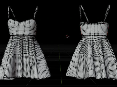 Spaghetti Strap Valentine Dress Elegant Gown 3D Clothing Model 3D Model