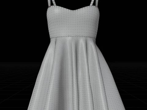Spaghetti Strap Valentine Dress Elegant Gown 3D Clothing Model 3D Model