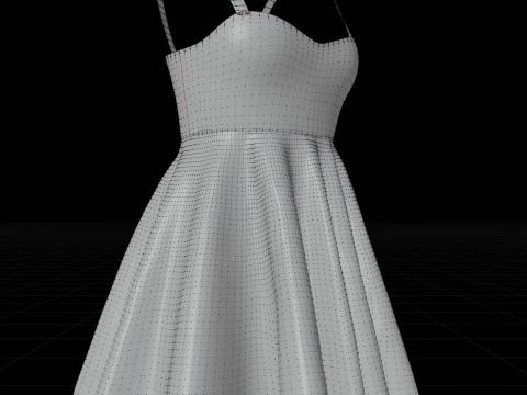 Spaghetti Strap Valentine Dress Elegant Gown 3D Clothing Model 3D Model