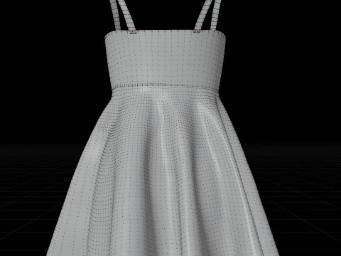 Spaghetti Strap Valentine Dress Elegant Gown 3D Clothing Model 3D Model