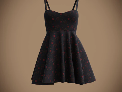 Spaghetti Strap Valentine Dress Elegant Gown 3D Clothing Model 3D Model