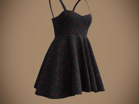 Spaghetti Strap Valentine Dress Elegant Gown 3D Clothing Model 3D Model