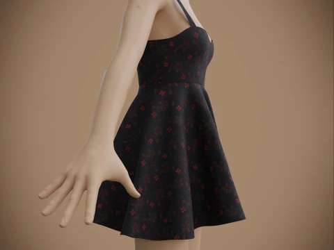 Spaghetti Strap Valentine Dress Elegant Gown 3D Clothing Model 3D Model