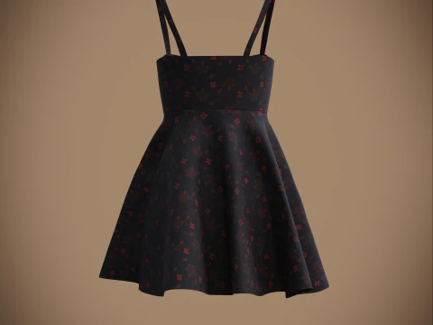 Spaghetti Strap Valentine Dress Elegant Gown 3D Clothing Model 3D Model