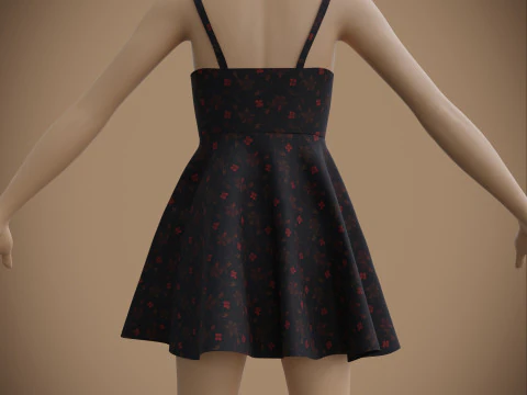 Spaghetti Strap Valentine Dress Elegant Gown 3D Clothing Model 3D Model