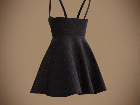 Spaghetti Strap Valentine Dress Elegant Gown 3D Clothing Model 3D Model