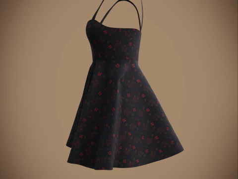 Spaghetti Strap Valentine Dress Elegant Gown 3D Clothing Model 3D Model