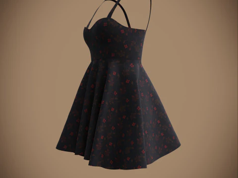 Spaghetti Strap Valentine Dress Elegant Gown 3D Clothing Model 3D Model