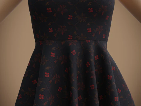 Spaghetti Strap Valentine Dress Elegant Gown 3D Clothing Model 3D Model