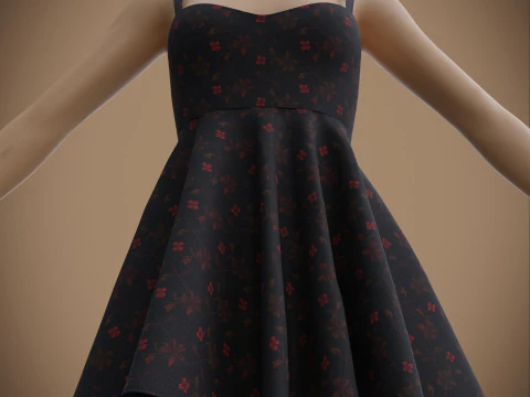 Spaghetti Strap Valentine Dress Elegant Gown 3D Clothing Model 3D Model