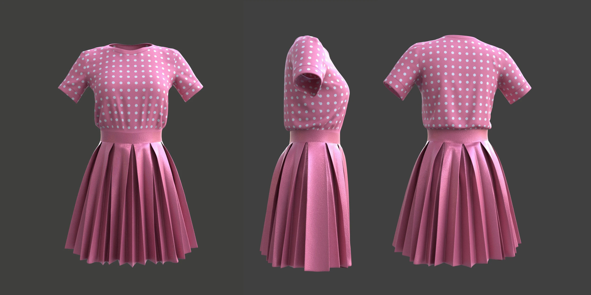 Gonna elegante a pieghe e top in due pezzi Modello 3D .c4d .max .obj .3ds .fbx .stl .blend 