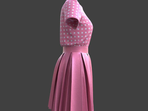 Gonna elegante a pieghe e top in due pezzi Modello 3D