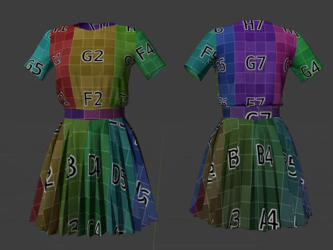 Gonna elegante a pieghe e top in due pezzi Modello 3D