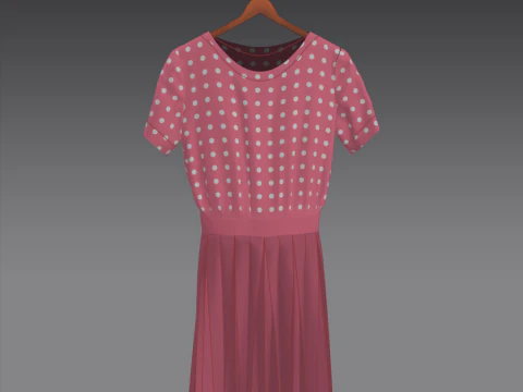 Gonna elegante a pieghe e top in due pezzi Modello 3D