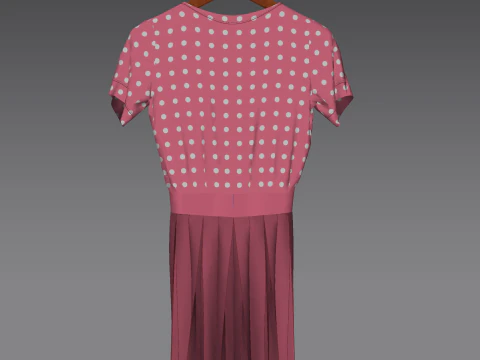 Gonna elegante a pieghe e top in due pezzi Modello 3D