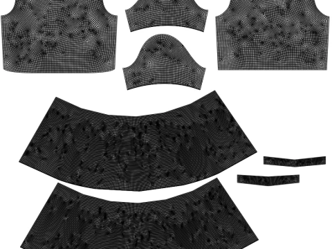 Gonna elegante a pieghe e top in due pezzi Modello 3D