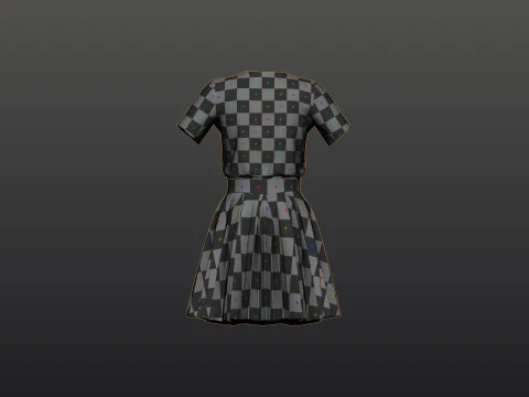 Gonna elegante a pieghe e top in due pezzi Modello 3D