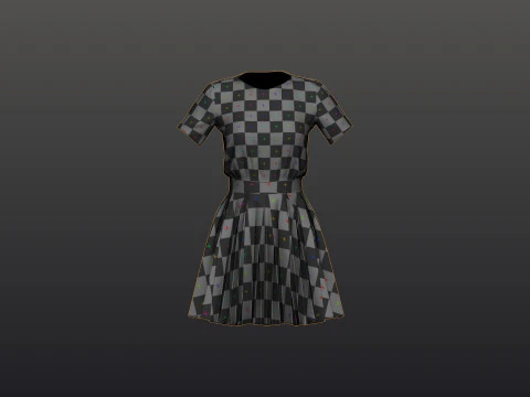Gonna elegante a pieghe e top in due pezzi Modello 3D