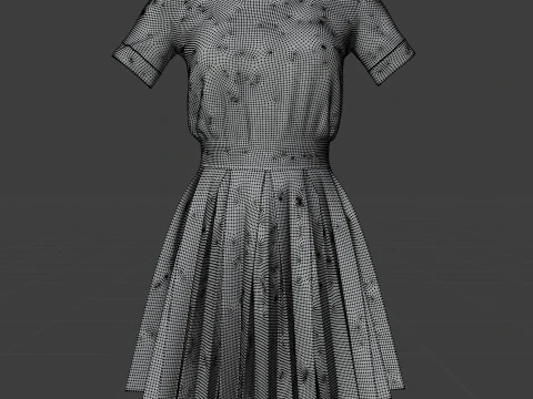 Gonna elegante a pieghe e top in due pezzi Modello 3D