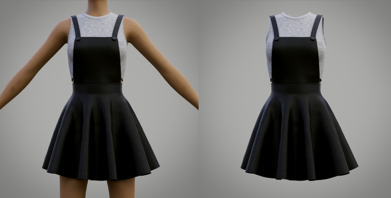 Womens Leather Skater Dress - Dungaree Skater Skirt Crop Top 3D Clothing 3D Model .c4d .max .obj .3ds .fbx .stl .blend