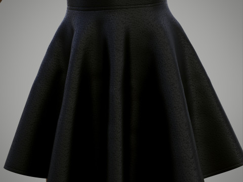 Womens Leather Skater Dress - Dungaree Skater Skirt Crop Top 3D Clothing 3D Model