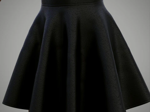 Womens Leather Skater Dress - Dungaree Skater Skirt Crop Top 3D Clothing 3D Model