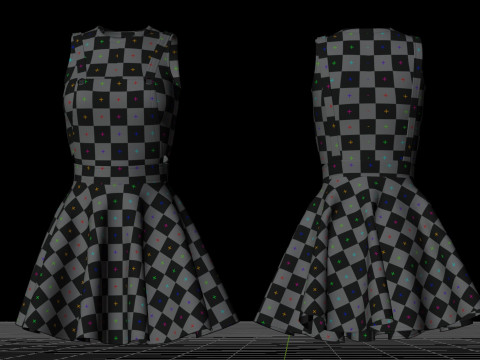 Womens Leather Skater Dress - Dungaree Skater Skirt Crop Top 3D Clothing 3D Model