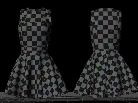 Womens Leather Skater Dress - Dungaree Skater Skirt Crop Top 3D Clothing 3D Model