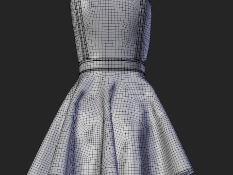 Womens Leather Skater Dress - Dungaree Skater Skirt Crop Top 3D Clothing 3D Model