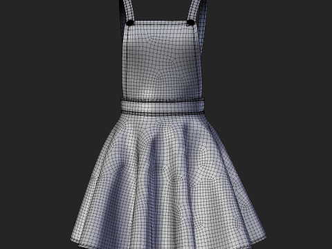 Womens Leather Skater Dress - Dungaree Skater Skirt Crop Top 3D Clothing 3D Model