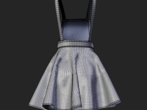 Womens Leather Skater Dress - Dungaree Skater Skirt Crop Top 3D Clothing 3D Model