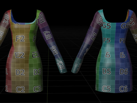 Square Neck Long Sleeve Bodycon Mini Dress 3D Clothing Model 3D Model