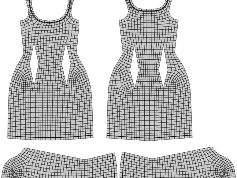 Square Neck Long Sleeve Bodycon Mini Dress 3D Clothing Model 3D Model