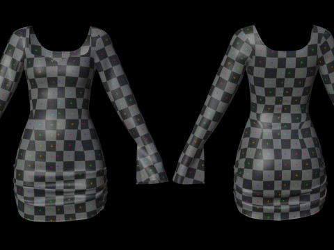 Sweetheart Neck Ruched Bodycon Mini Dress - Valentines dress 3D Model