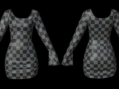 Sweetheart Neck Ruched Bodycon Mini Dress - Valentines dress 3D Model