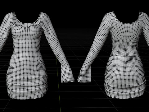 Sweetheart Neck Ruched Bodycon Mini Dress - Valentines dress 3D Model