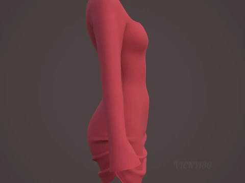 Sweetheart Neck Ruched Bodycon Mini Dress - Valentines dress 3D Model