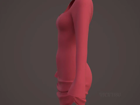 Sweetheart Neck Ruched Bodycon Mini Dress - Valentines dress 3D Model
