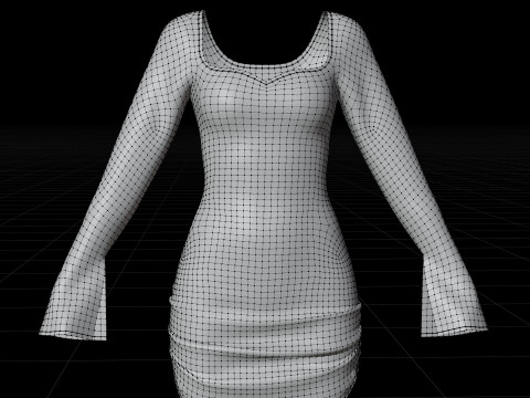 Sweetheart Neck Ruched Bodycon Mini Dress - Valentines dress 3D Model