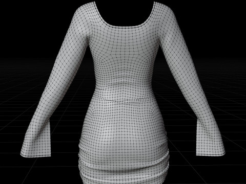 Sweetheart Neck Ruched Bodycon Mini Dress - Valentines dress 3D Model