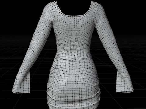 Sweetheart Neck Ruched Bodycon Mini Dress - Valentines dress 3D Model